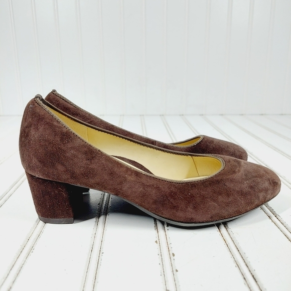 Ara Brown Suede Soft High Casual Slip On Block Heels K413 - Picture 5 of 11